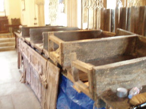 Removal of Church pews for repairs Devon,UK.